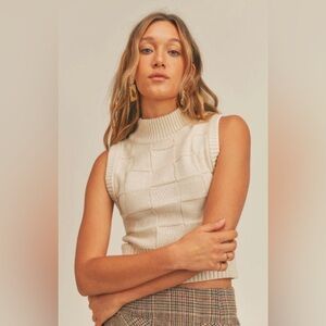 Sage The Label Suddenly I See Sweater Vest Knit Neutral Minimalist Cropped XS